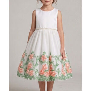 American Princess Girls Dress Size 6X7 White Satin Flower Girl Easter Wedding